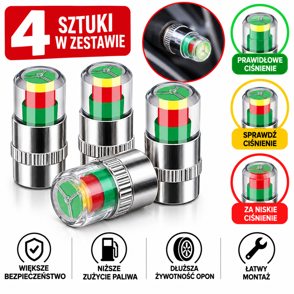 Autivoo™ – Czujniki ciśnienia w oponach 4 szt.